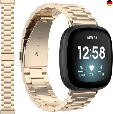 Miimall Kompatibel mit Fitbit Versa 4 Armband, Ultradünne Edelstahl Metall 