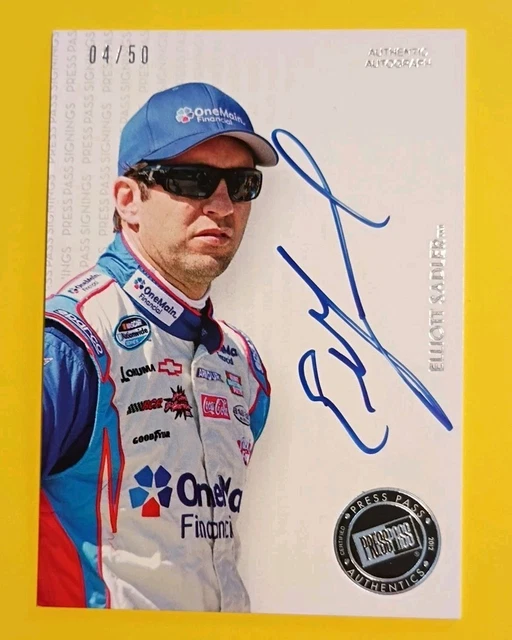 2013 Presseausweis Signings Elliott Sadler Authentic Autograph 04/50 Numbered AU