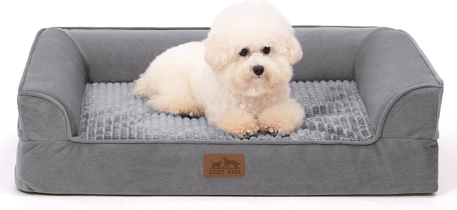 COSY KISS Orthopedic Dog Bed, Small Dog Bed, U-Shape Pet Couch with Supportive