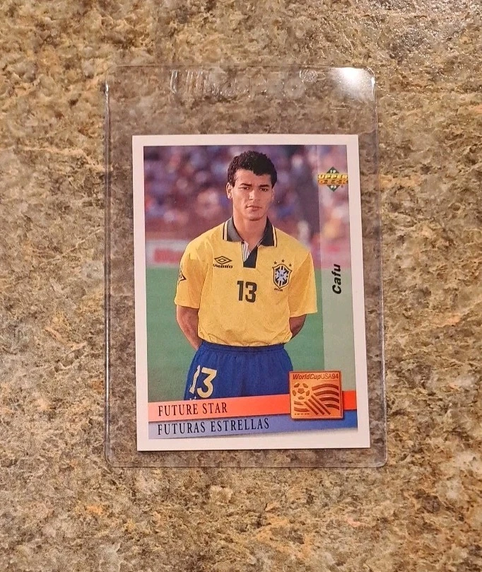 (3) Tarjeta de novato Cafu 1993 cubierta superior RC 1994 Copa Mundial España/Italia vista previa Brasil Foto 2 de 4