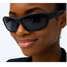 Black Sporty Wrap Sunglasses for Women Smoke Lenses Female Shades Performance