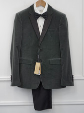 Men Burberry Tuxedo Velvet Suit Dark Charcoal Made In Italy Size 38R