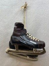 Vintage Canadian Bauer Hugger Black/Brown Leather Ice Hockey Skates Size 6