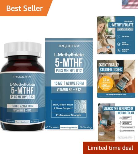 15mg Active Folate and B12 for Mood, Energy & Healthy Methylation – 60 Servings