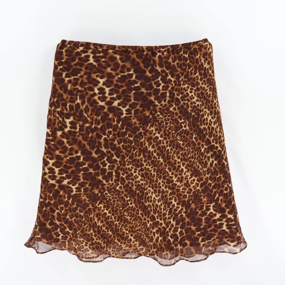 Falda Briggs New York Línea A Para Mujer Talla L Marrón Estampado Animal Elastizada Cintura Forrada Foto 2 de 4