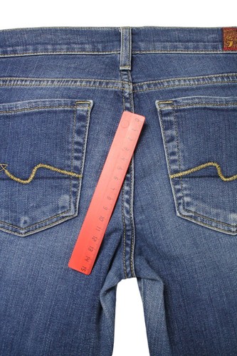 7 For All Mankind Givenevene Jeans Damen W24 Schnurrhaare Gebleichtes Denim Blau - Bild 8 von 8