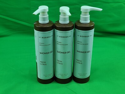 3X KORRES Shower Gel Fresh Citrus 12.2oz / 360ml