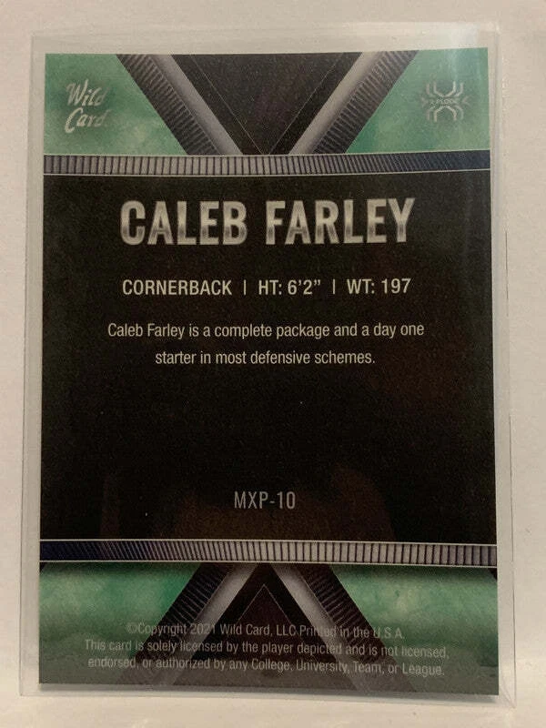 #MXP-10 Caleb Farley Rookie Virginia Tech 2021 Wild Card Matte Football Card NHL - Image 2 of 2