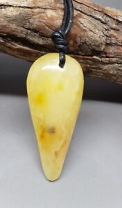 Real Baltic Amber Tear Drop Faceted Bead Stone Genuine Pendant on cord 3966