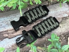 20 22 mm Black Gray Adjustable Survival Paracord Watch Band Fits 7"- 8" Wrists