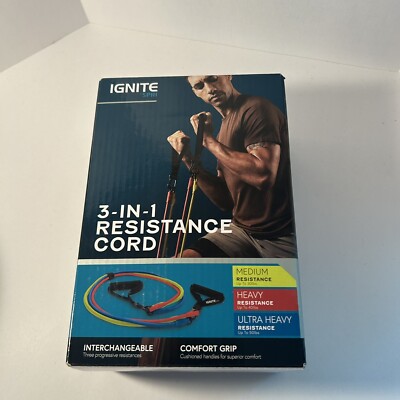 NIB Ignite Spri 3-in-1 Resistance Band Kit 3 Interchangeable Bands, 2 Handles 