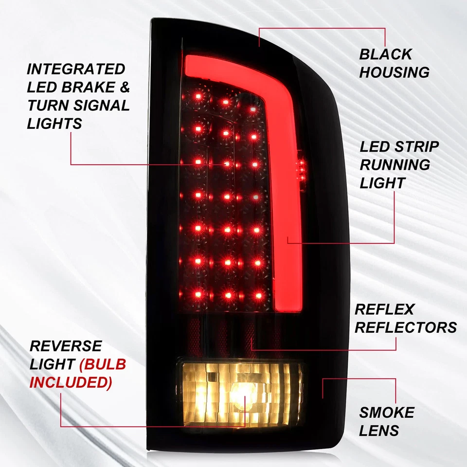 Lanternas traseiras de LED fumaça para 2002-2006 Dodge Ram 1500 2003-2006 2500 3500 - Imagem 2 de 4