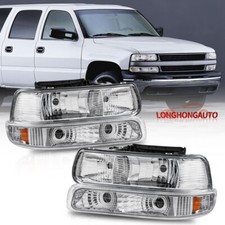 Chrome Housing Headlights Assembly For 1999-02 Chevy Silverado 2000-06 Suburban Chrome Housing Headlights Assembly For 1999-02 Chevy Silverado 2000-06 Suburban