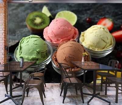3D Green Kiwi K2079 Ice Cream Wallpaper Mural Self-adhesive Removable Luna