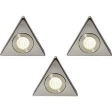 Litecraft Under Cabinet Triangular 4000k LED Light In Nickel - 3 Pack Clearance 