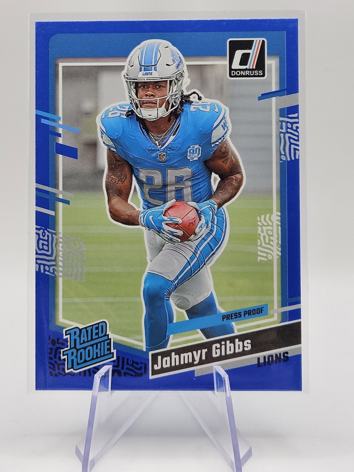 2023 Donruss Jahmyr Gibbs Rated Rookie Press Proof Blue RC #331