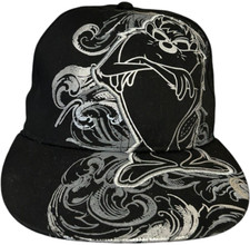 Looney Tunes Tazmanian Devil Black w/Silver Embroidered Fitted 7 inch Trucker Ha