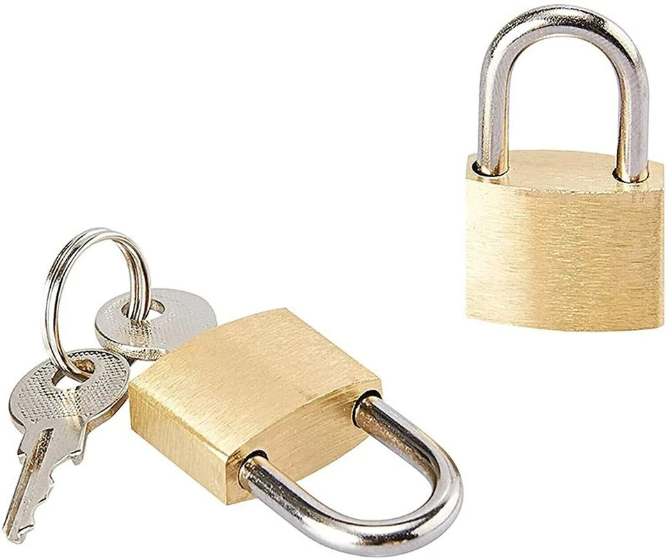 25mm Mini Padlock 2 Pc for Small Sport Bag Suitcase Luggage Brass Lock with Key - Image 3 of 4