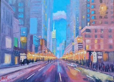 Original Ölgemälde ''Manhattan'' 30x40 cm auf gestreckter Leinwand. 