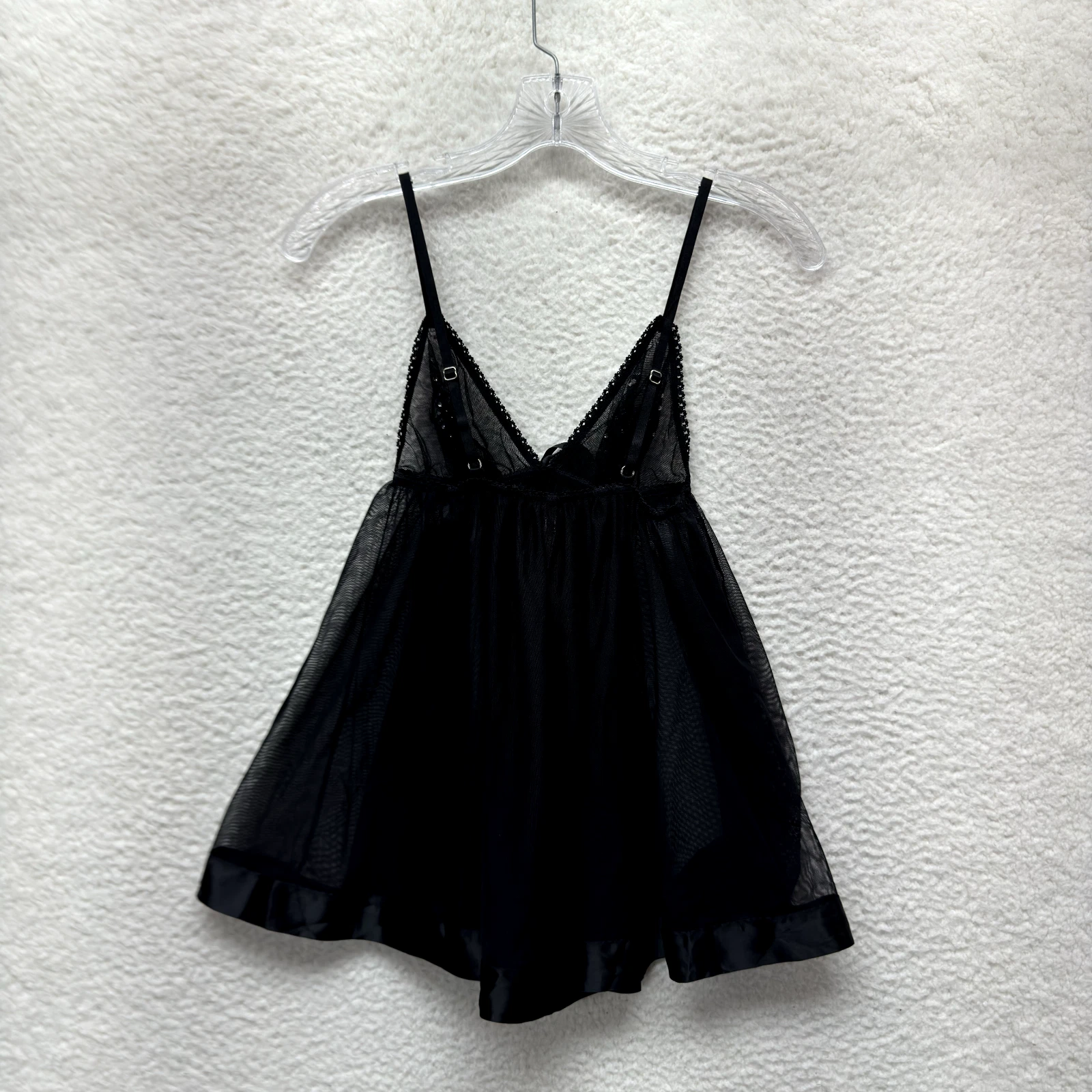 UNDERCOVER Victoria's Secret Babydoll Vestito Slip S Small Nero Maglia Strass Bling