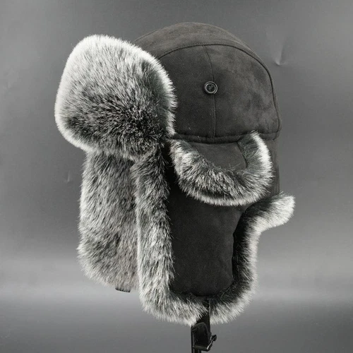 Men Trapper Hat Cap Sporting Ushanka Russian Cossack Faux Fur Suede Leather Warm - Picture 8 of 26
