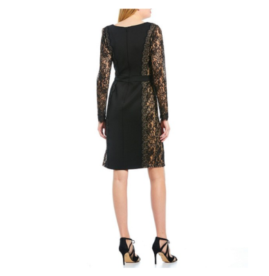 TADASHI SHOJI LACE SIDE FAUX WRAP STRETCH NEOPRENE BLACK/NUDE DRESS sz 10 | eBay TADASHI SHOJI LACE SIDE FAUX WRAP STRETCH NEOPRENE BLACK/NUDE DRESS sz 10 | eBay