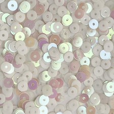 5mm Flat Sequins White Pink Rainbow Iris Matte Reversible Med Hole Made in USA