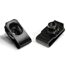 1/4"-20 Black U-Clip-On Nut U-Carbon Steel Regular Extruded U-Nut Pack of 20