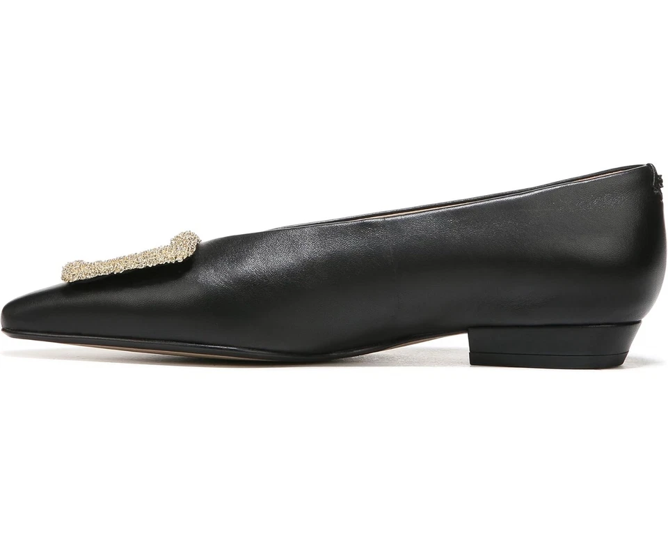 Sam Edelman Z4901* 黑色皮革 Janina 尖头平底乐福鞋 8 W 码 — 第 2/4 张图片