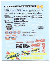 Fuel and Fender Sponsors decal sheet 1/64 scale AFX Tyco Lifelike Autoworld
