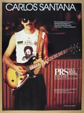 1988 Carlos Santana photo PRS Paul Reed Smith Guitars vintage print Ad