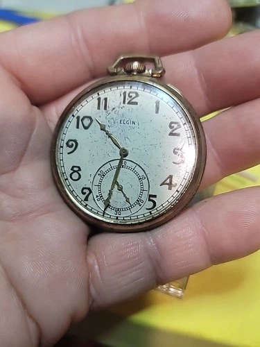 Elgin Manual Wind Antique Pocket Watch Working Condition No Reserve