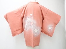 Japanese Vintage Haori Jacket Silk Signature Flower eb-1029
