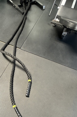 Fila Durable 18 lb Black Battle Rope with Non-Slip Handles for Gym & Training