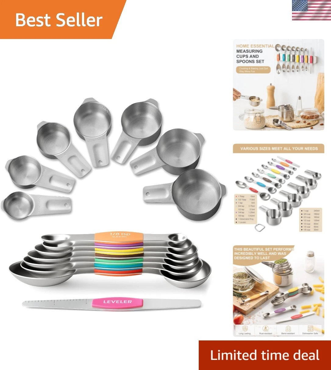 Stainless Steel Measuring Cups & Spoons Set, Kitchen Tools Nesting Measuring ...
Opens in a new wind