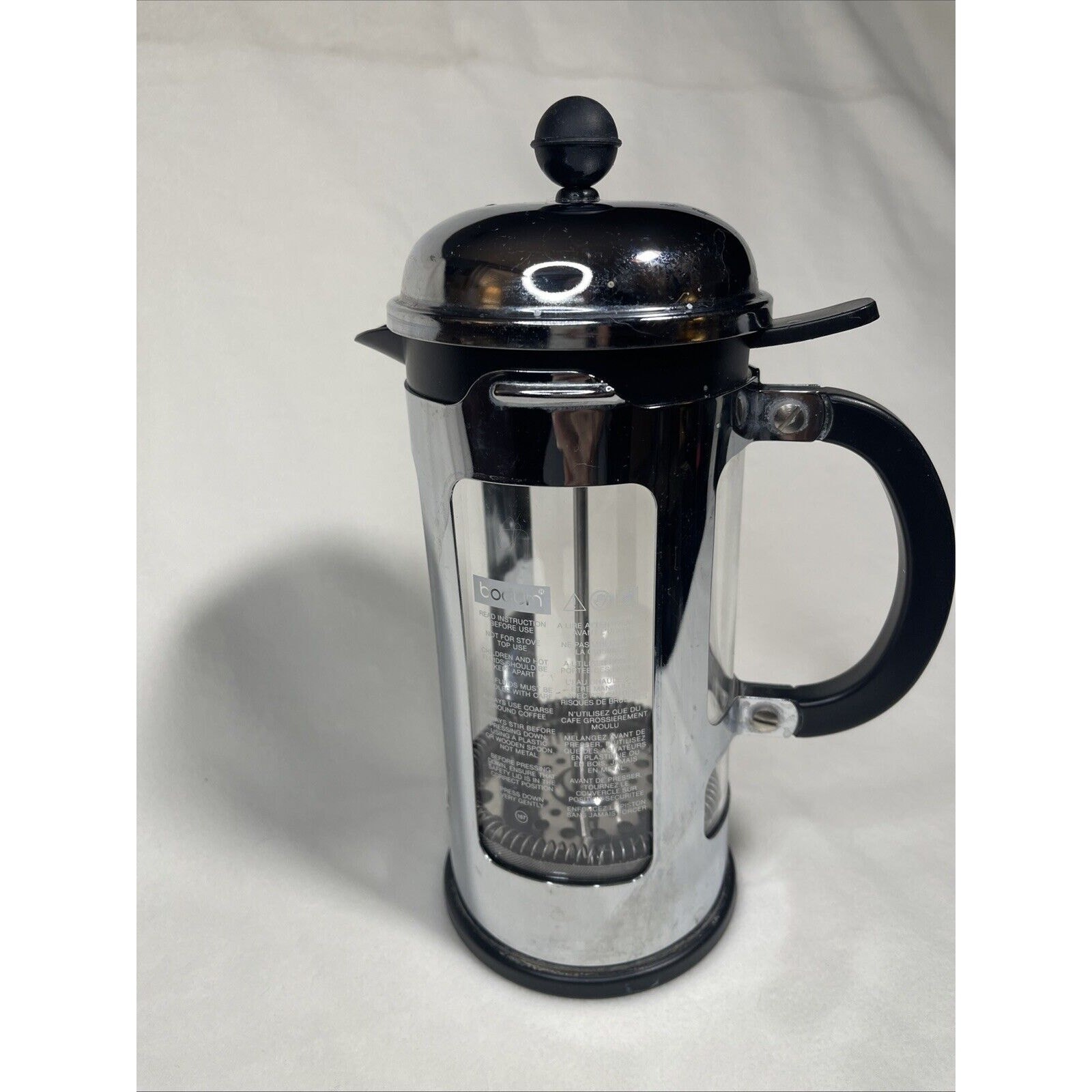 8 Cup / 32 Oz Chrome & Glass Nice Euc Classic