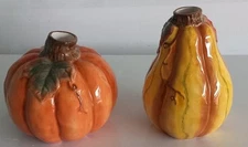 Set Of 2 Ceramic Bella Casa Fall Home Decor Pumpkin & Gourd No chips Or Cracks