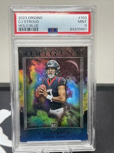 2023 Panini Origins-C.J. Stroud #103 Blue 75/99 RC Texans PSA 9