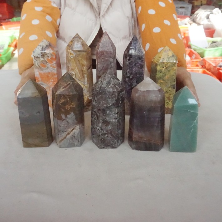 9.5LB 10Pcs A Set Of Natural Quartz Crystal Jasper Point Tower Polished Healing