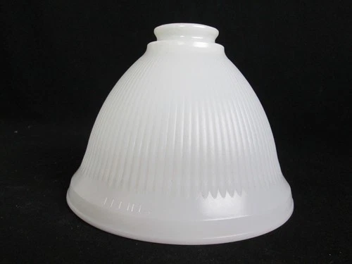 Vtg  8" Signed Stiffel Ribbed Milk Glass Torchiere Lamp Diffuser 6" Tall 2 1/4 F