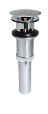 Universal Button Bathroom Sink Drain with Overflow, Polished Chrome