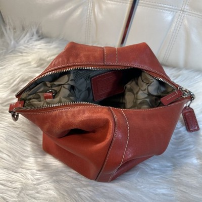 Coach Vintage Bag Hobo Red Orange Shoulder 9365 Medium Soft Free