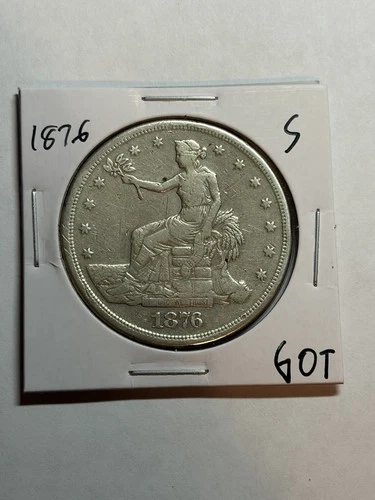 1876 S Trade Silver Dollar $1 VF Details Tough Type Coin