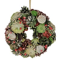 Natur-Kranz Zapfen Lotus Perlen Beeren Wand-/TüRdeko Advents-/Weihnachtskranz