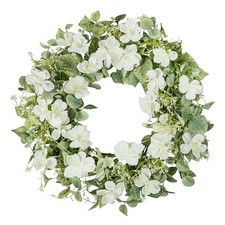 18" Spring Summer Wreaths for Front Door, Artificial Floral Wreath with Rose