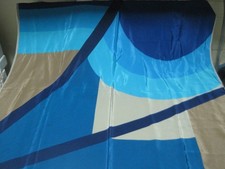 Vtg Veresa by Vera BLUE/TAN COLORBLOCK Scarf Polyester HANDROLL-Japan 27X27"