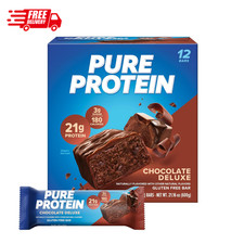 Pure Protein Chocolate Deluxe Bars 21g Protein Low Sugar 12 Count Gluten Free