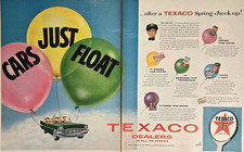 1957 Texaco Dealers Print Ad Cars Just Float Mr Service Gas Oil Advertising