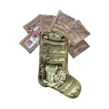 New TACTICAL STOCKING with 6 Authentic MRE Snack/Dessert Stuffers Military Style