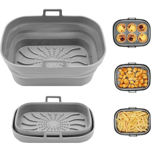 Aichoof Rectangle Air Fryer Liner, Reusable Silicone 7.9"L x 7.9"W, Gray  - Picture 1 of 7